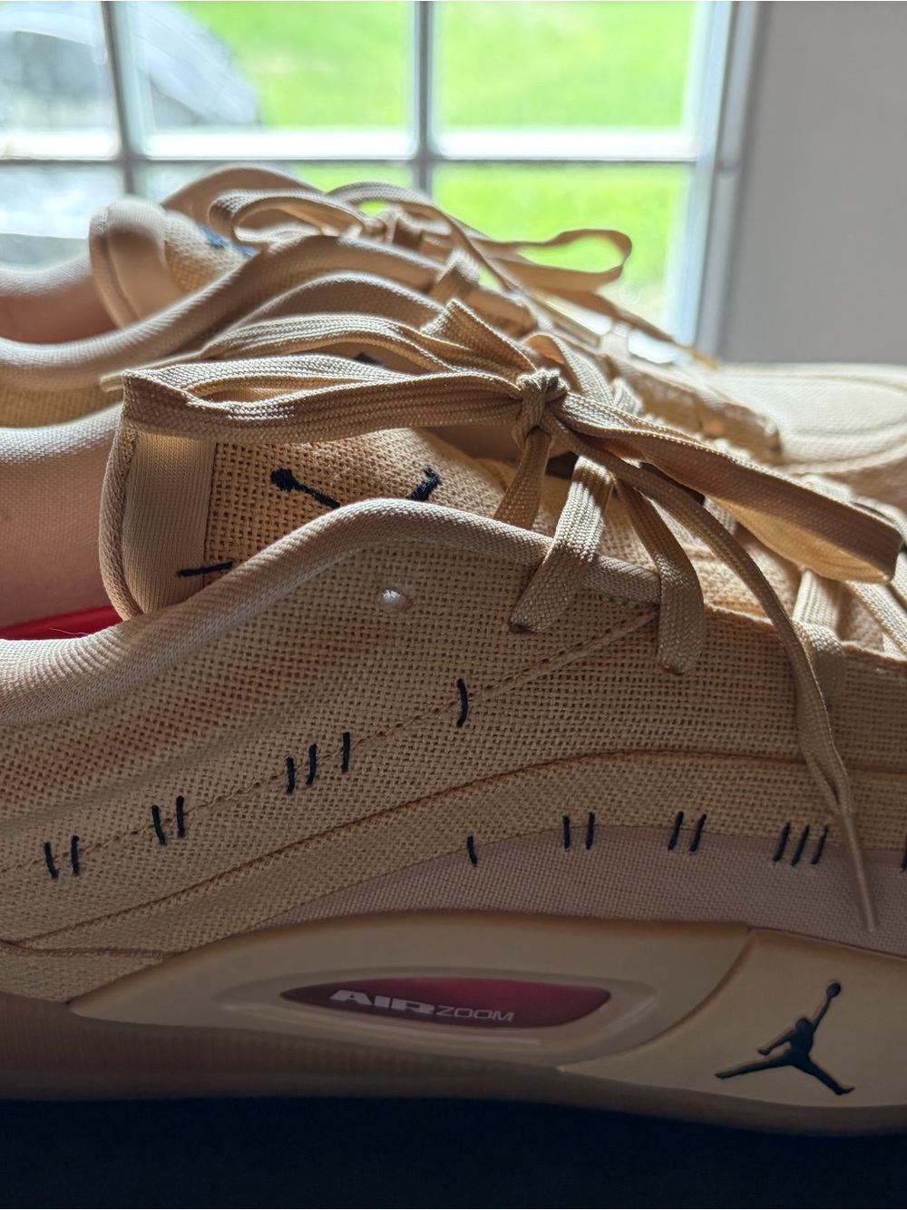 Jordan mens Beige/Tan Air Zoom Sneakers